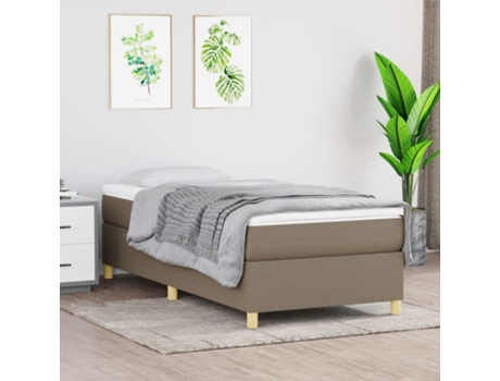 vidaXL Cama con somier y colchón 90x190 cm tela gris marrón