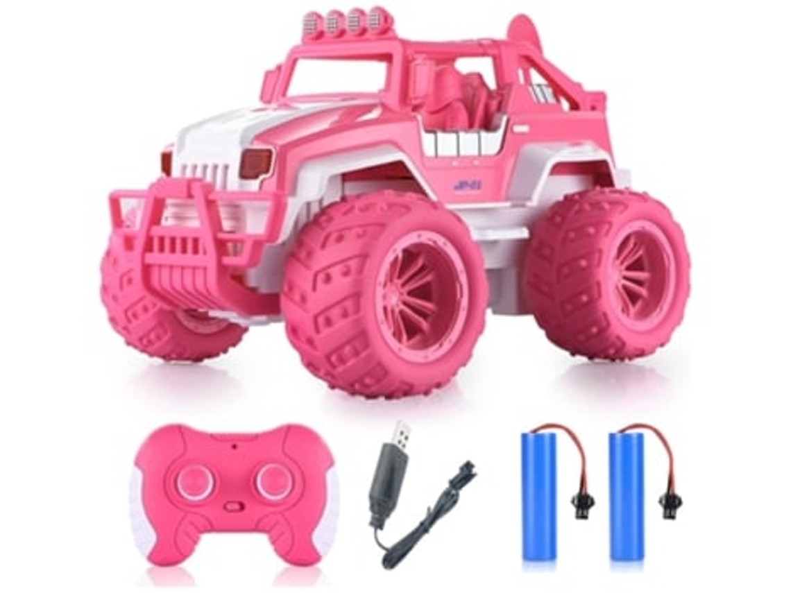 Coche de control remoto para niñas, Monster Truck 112 rosa, con batería recargable, Panoona RC Road Car Toy