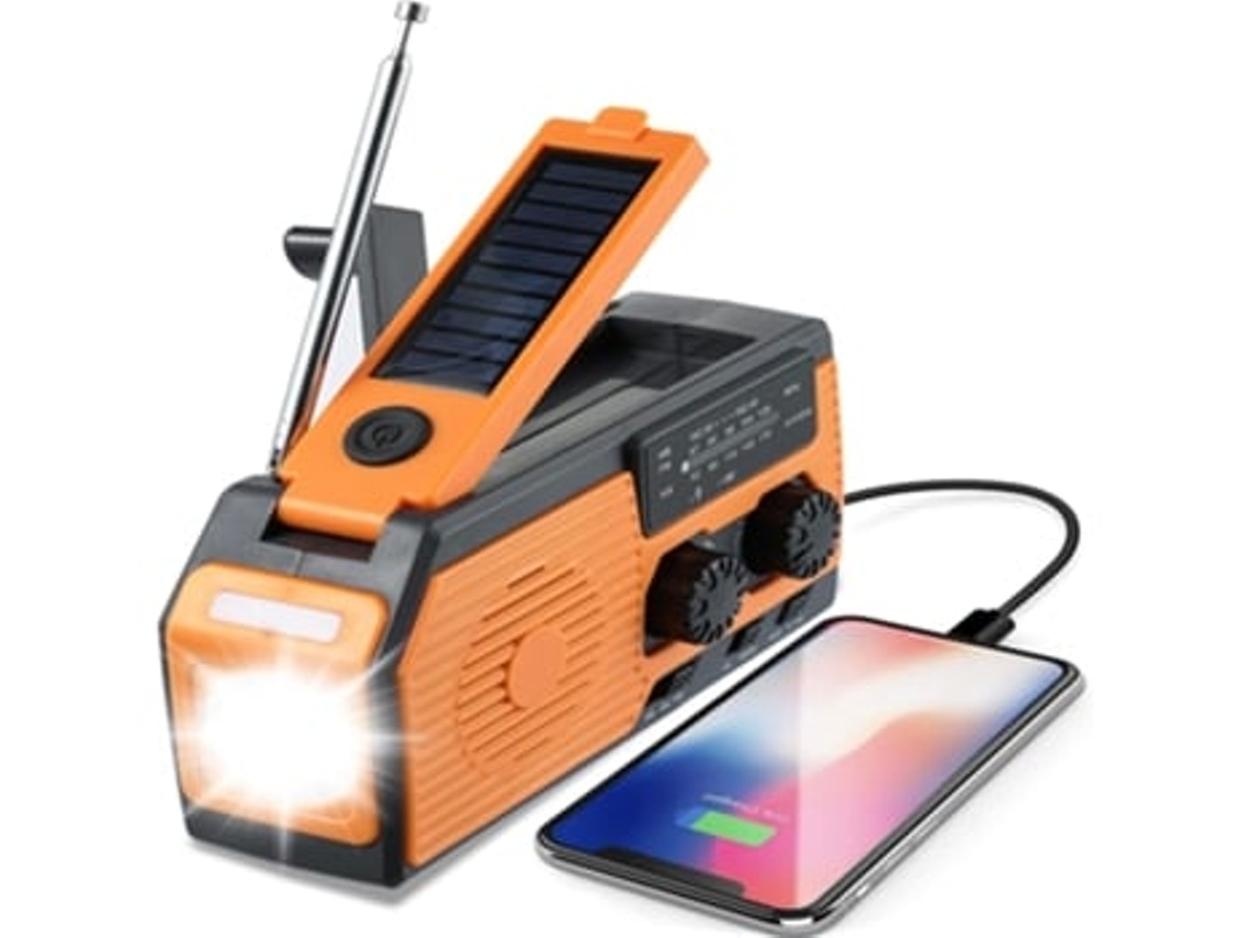 Radio de emergencia con paneles solares y manivela, linterna y luz de lectura, radio portátil AM/FM/NOAA para el hogar y el exterior Panoona