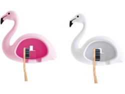 Juego de 2 soportes de pared para cepillos de dientes (rosa y blanco)