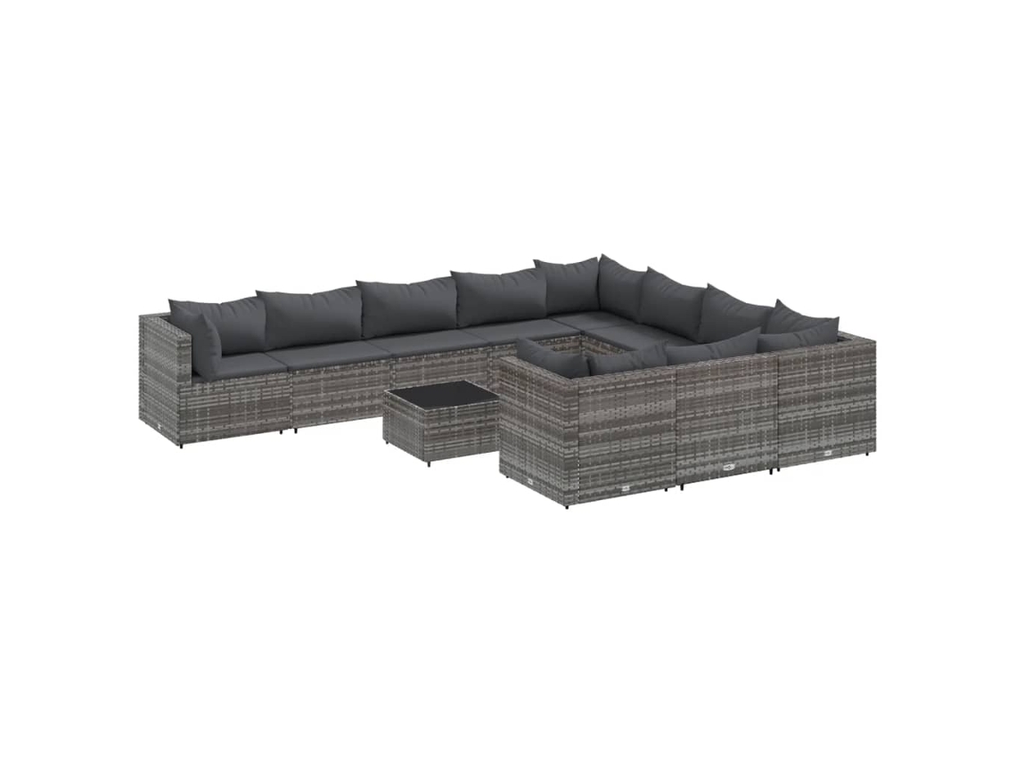 Maison Exclusive - Set De Sofás De Jardín 11 Pzas Y Cojines Ratán Sintético Gris