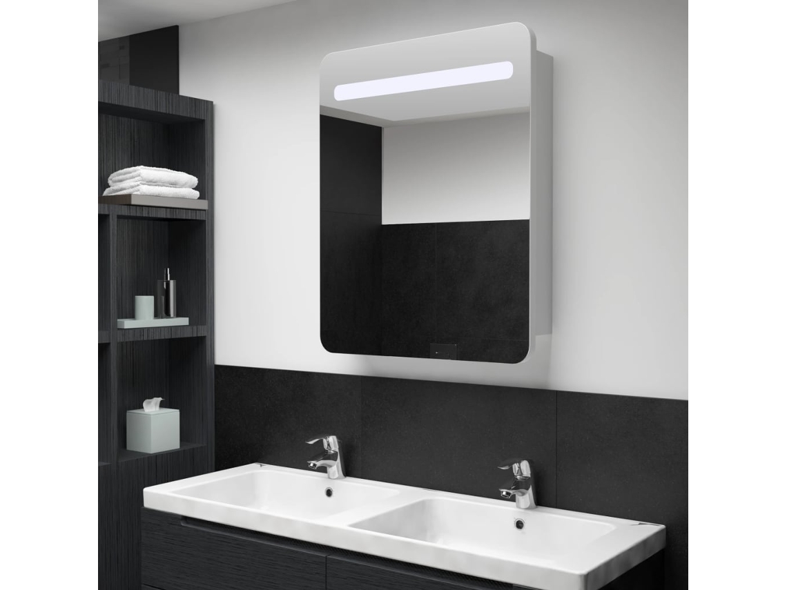 Armario de baño con espejo e iluminación LED 60x11x80 cm