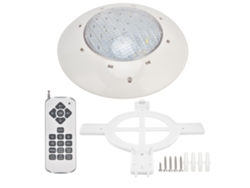 Lámpara LED sumergible para piscina IP68 modelo 2026 con control remoto, color RGB, AC12V, 18W, 1800lm, montaje en pared.