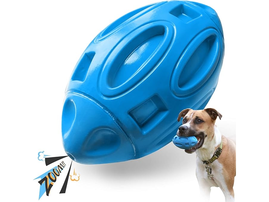 Pelota de juguete interactiva para perros Siurn con chirrido, azul resistente