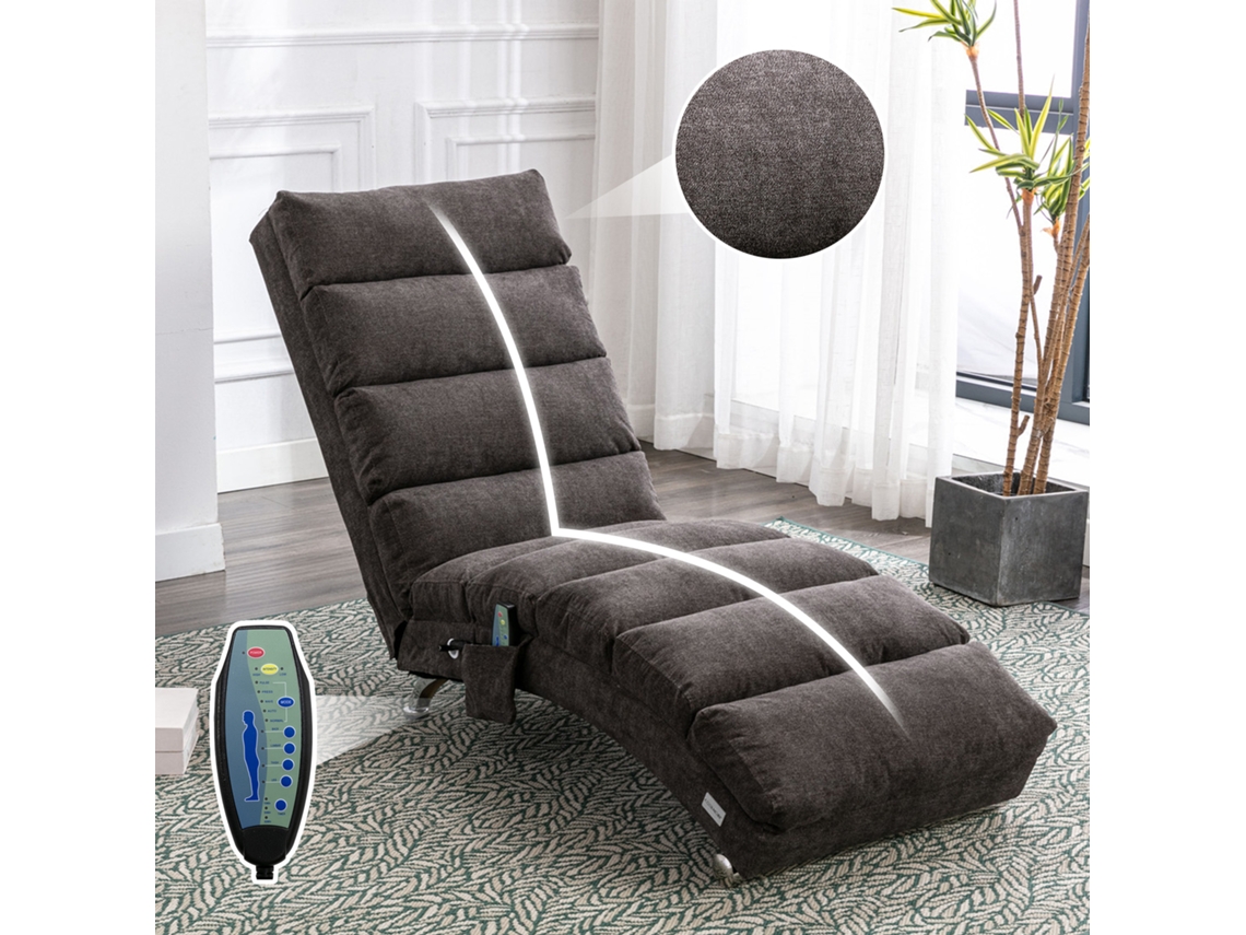 Tumbona de relajación, sofá reclinable fijo con soporte corporal completo, función de vibración suave y bolsillos laterales