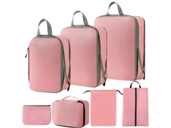 Bolsa de almacenamiento de compresión, juego de 7 piezas, bolsa de viaje ligera, color rosa Siurn