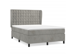 Maison Exclusive - Cama Box Spring Con Colchón Terciopelo Gris Claro 140x190 Cm