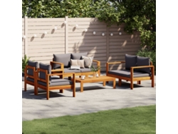 Conjunto de sofás de jardín de 5 piezas DKD Home Decor con cojines de acacia maciza