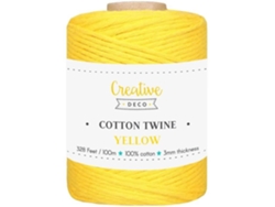 Cuerda Macramé Algodon 3Mm X 100M Hilo Amarillo De 15 Hojas CREATIVE DECO