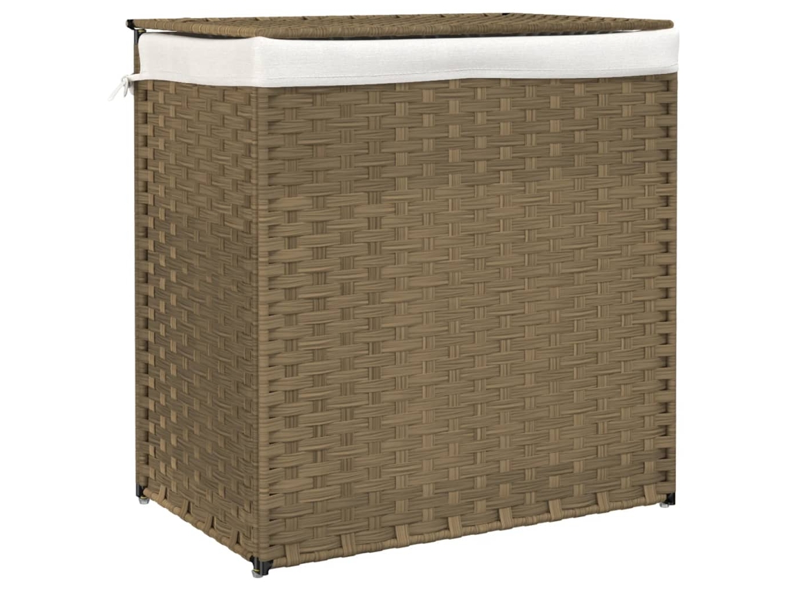 Cesto De La Ropa Sucia VIDAXL Marrón Poli Ratán (53x35x57 cm)