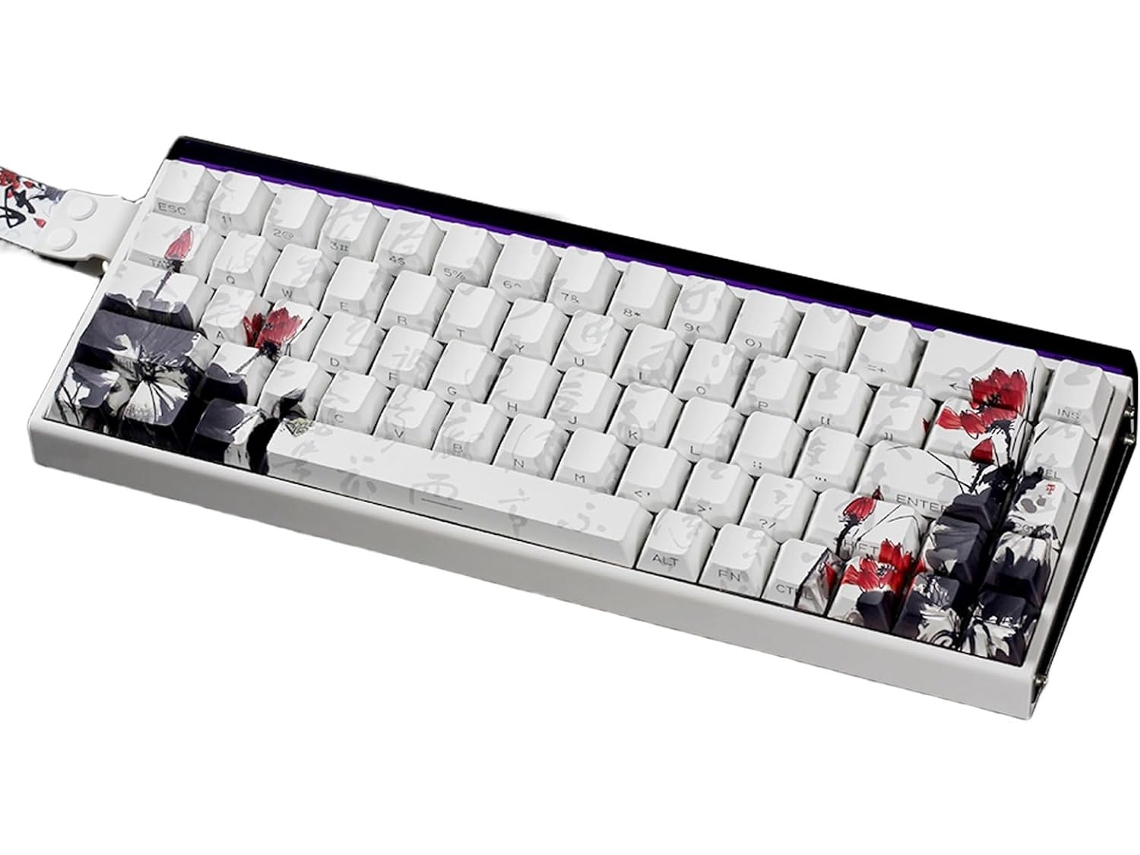 Juego De Teclas Ergonómicas Oem Con Diseño Floral De Ciruela, Tintas De Construcción Gráfica Sublimadas Pbts.
