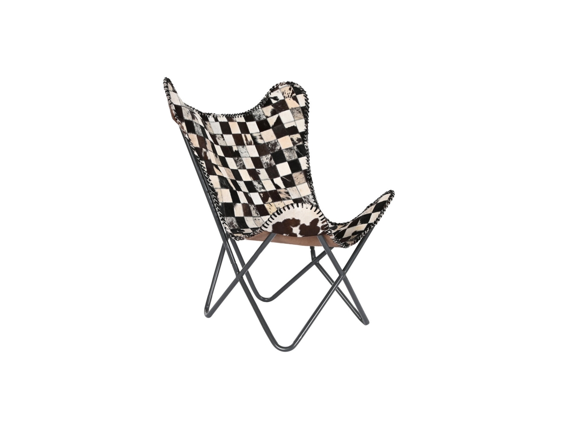 Sillon Piel Hierro Rombos Marron Oscuro 70x70x90cm