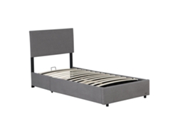 Cama tapizada con somier de láminas Juva Cord 90x200 cm - Corium Grey