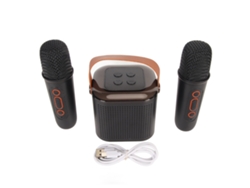 Mini Máquina De Karaoke Portátil Con Luz Rgb, Altavoz Bluetooth Y 2 Micrófonos Inalámbricos - Negro