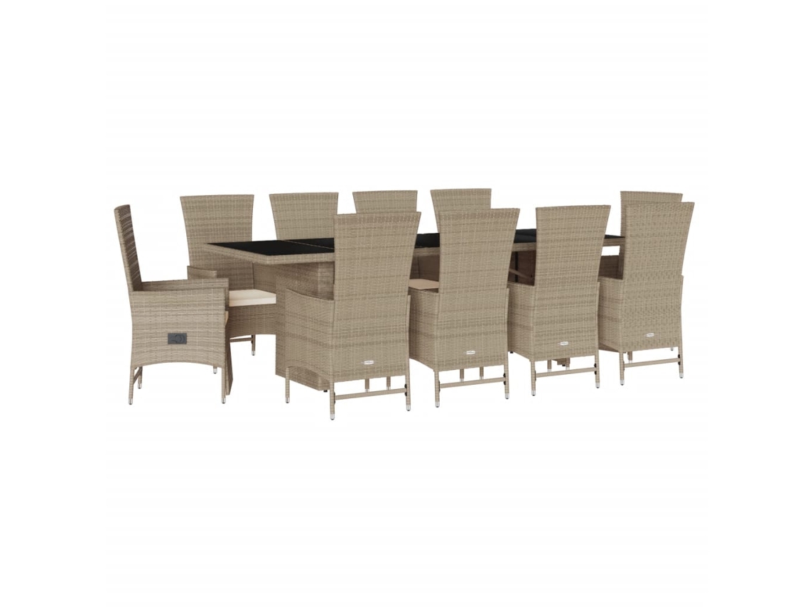 Maison Exclusive - Set Comedor De Jardín 11 Pzas Con Cojines Ratán Sintético Beige