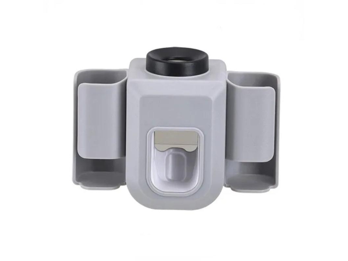 Portacepillos de dientes con dos agujeros, portapasta, accesorio de baño MDUG (gris)
