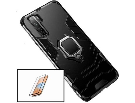 Kit Funda y Protector de Cristal Templado Huawei P40 Lite 5G Military Defender Negro