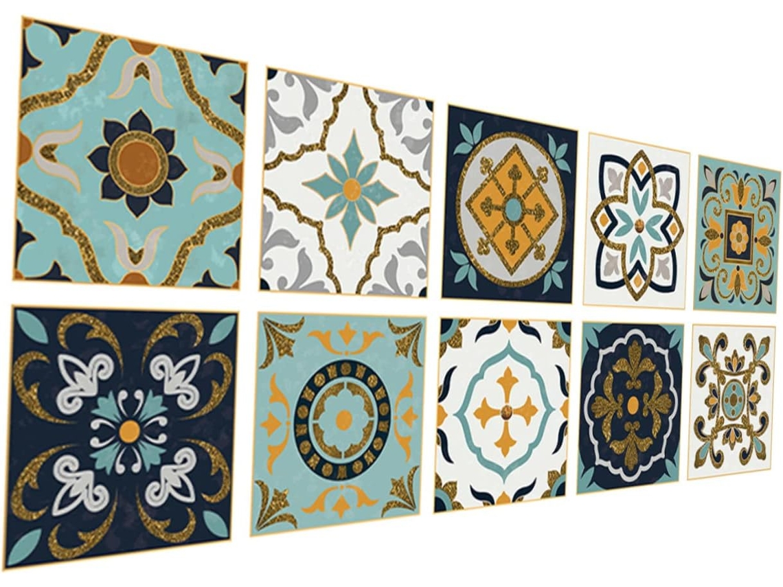 10 Pegatinas De Pared Impermeables, Decoración Adhesiva Para Azulejos De Baño Y Cocina, Diseño
