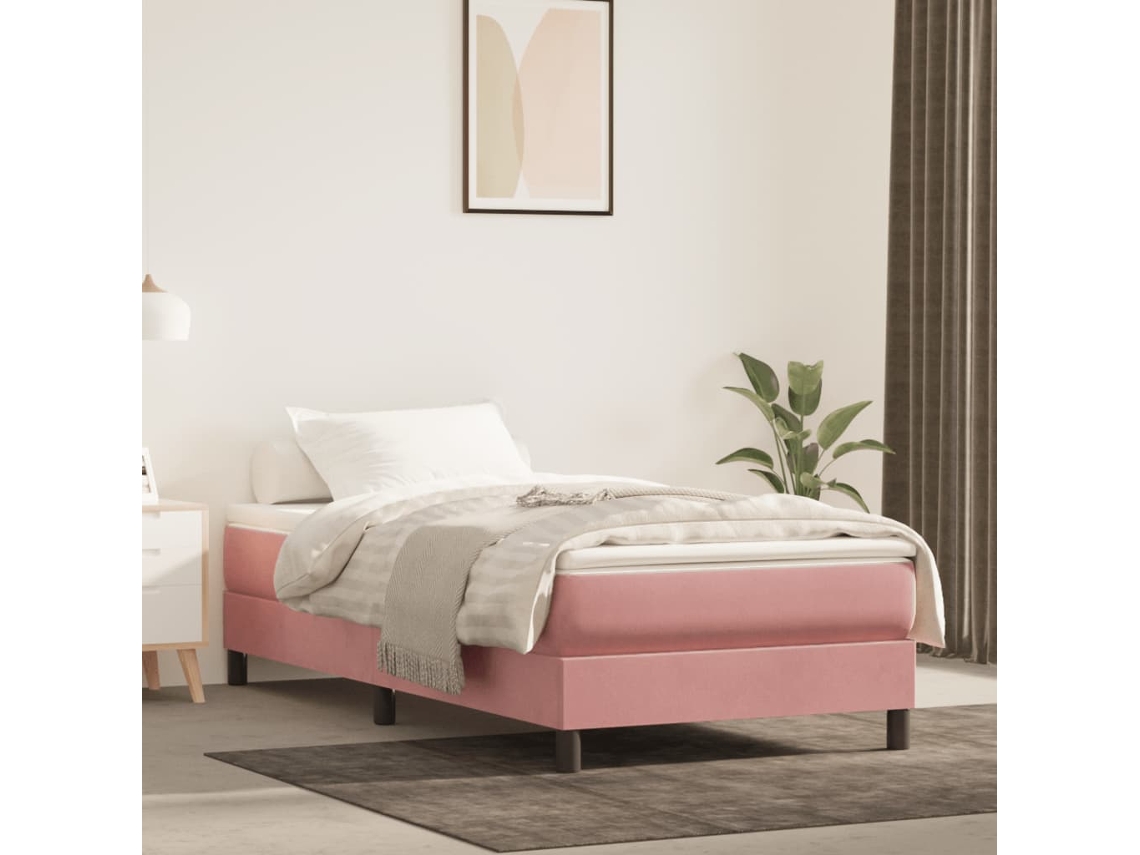Estructura De Cama Sin Colchón Terciopelo Rosa 80x200 Cm