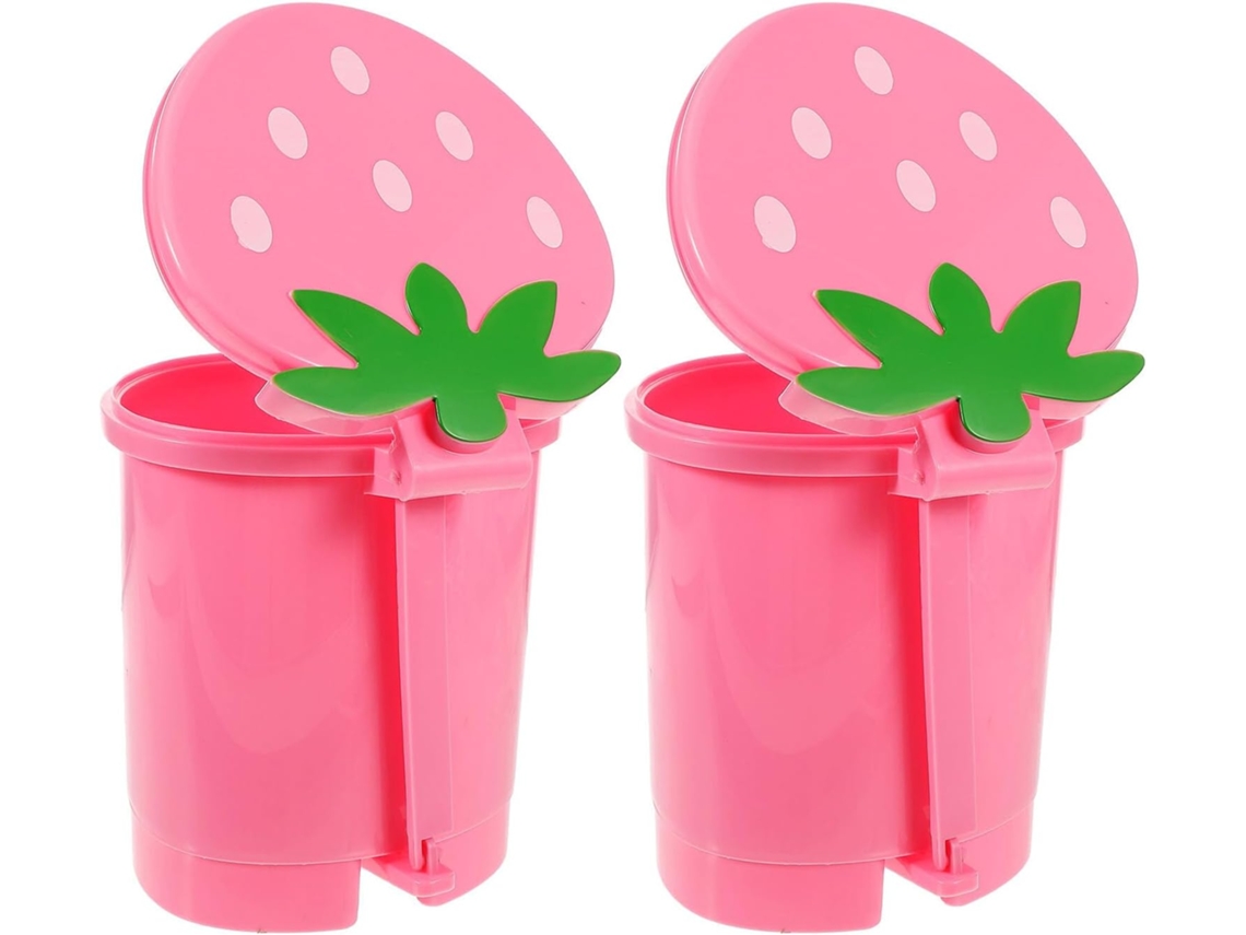 Besportble Papelera De Escritorio Healeved Strawberry Con Tapa Y Niños Y Niñas 16,00 X 16,00 X 14,50 Cm Pul...