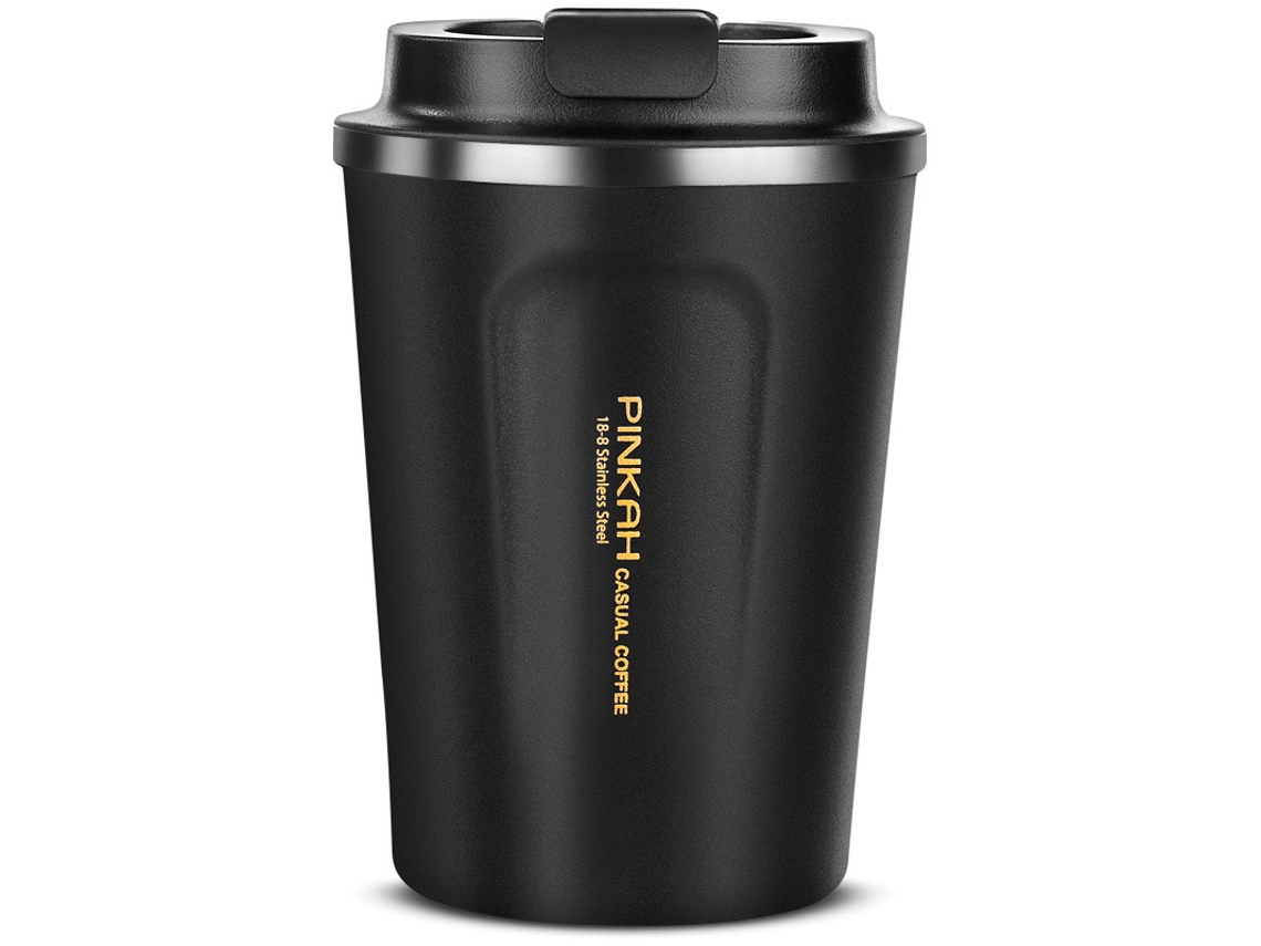 Taza Negra De Acero Inoxidable Con Aislamiento Térmico, 380 Ml.