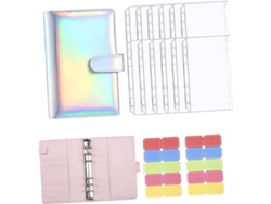 Carpeta de presupuesto recargable Gokoco A6 en piel sintética plateada, organizador portátil de ahorros con sobres para el hogar.