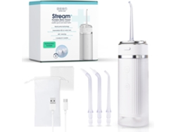 Irrigador bucal Stream Water Flosser, 3 puntas especiales, presión ajustable, eliminación de placa, caja blanca