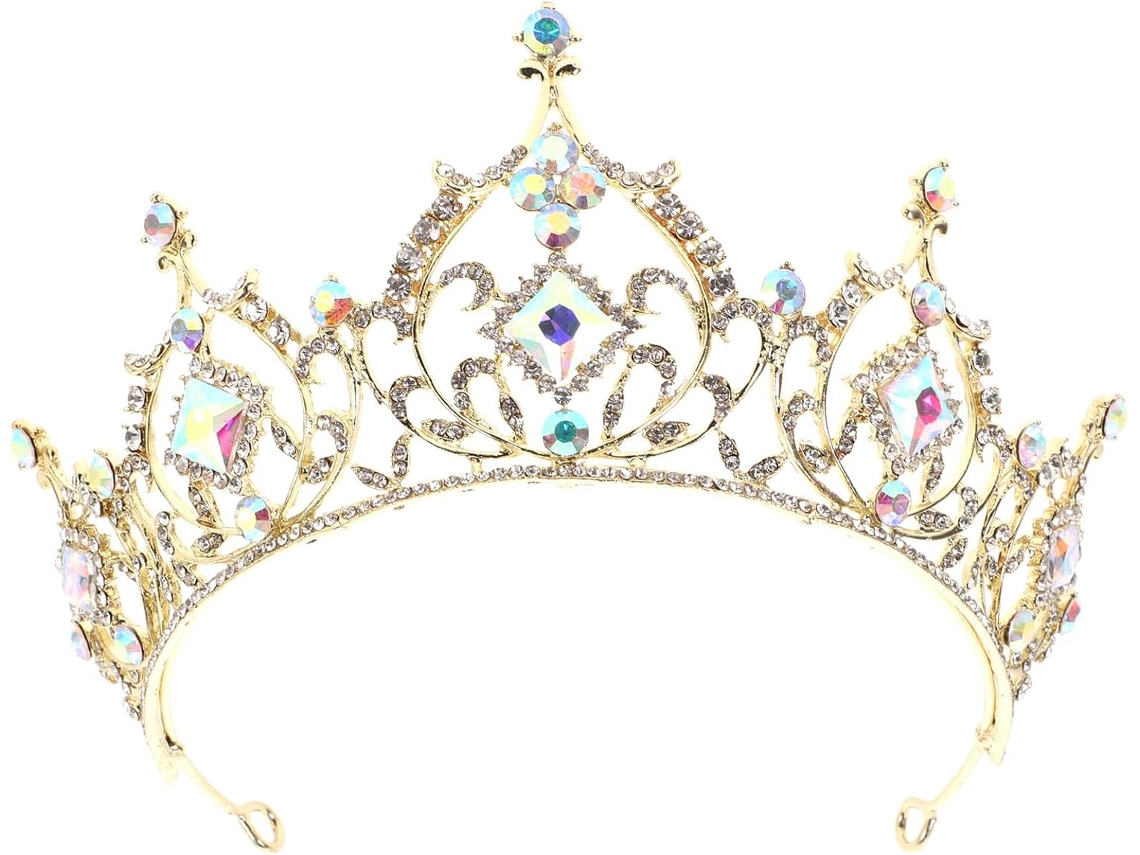 Corona Nupcial Nuobesty En Aleación De Oro Con Cristales, Accesorio Para El Cabello Para Cumpleaños Y