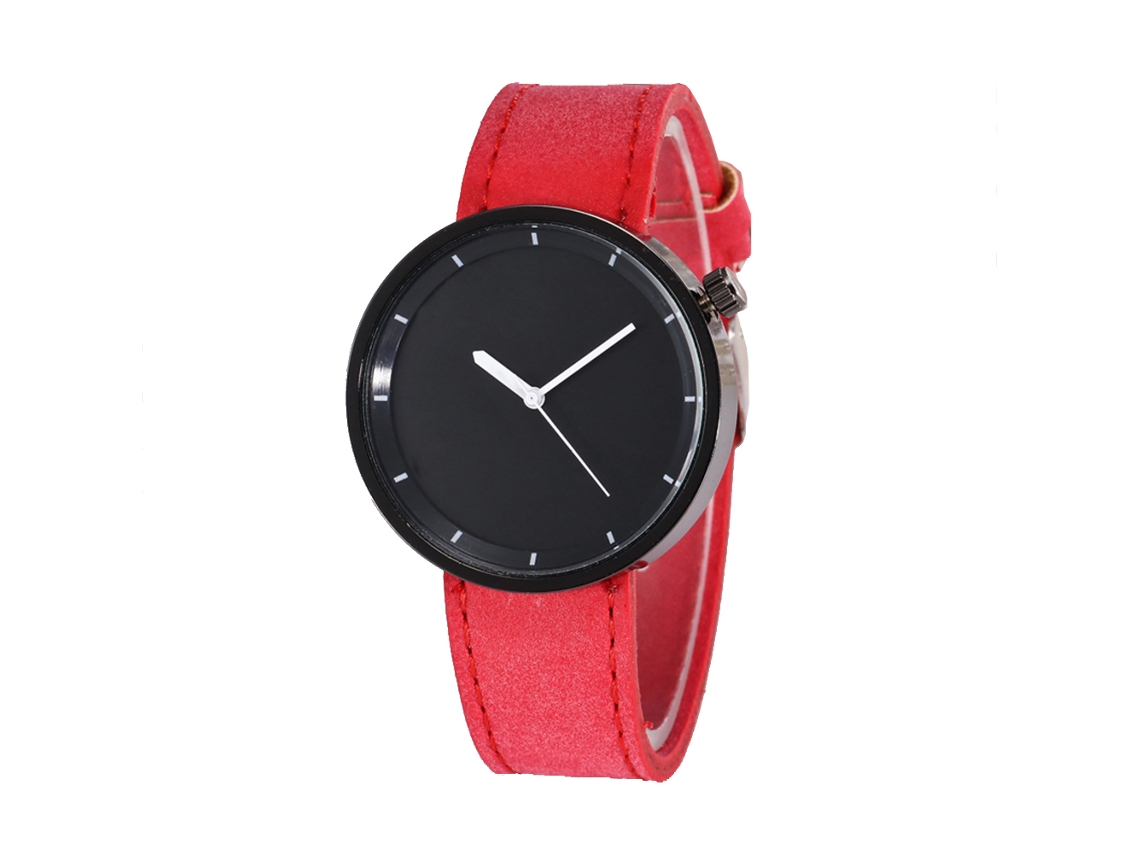 Reloj De Pulsera De Aleación Con Correa De Cuero Pu Moda (rojo)