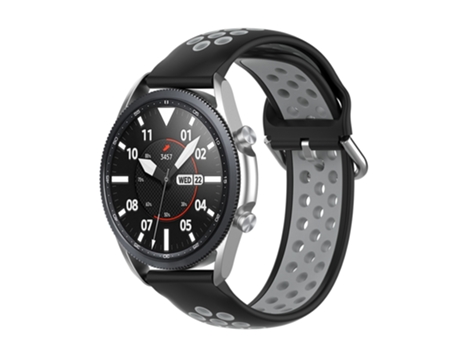 Correa de reloj inteligente para Galaxy Watch 3 Silicona bicolor 41 mm, Talla: Tamaño libre 20 mm (Negro Gris)