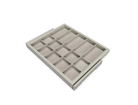 EMUCA Kit Organizador De Cajones Con Marco Corredero De Cierre Suave Para Armario - Regulable - Módulo 600 Mm - Gris Piedra