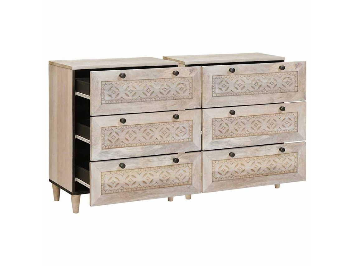 Maison Exclusive - Vitrina 2 Pcs Blanco 120 X 33,5 X 75 Cm Madera Maciza De Mango