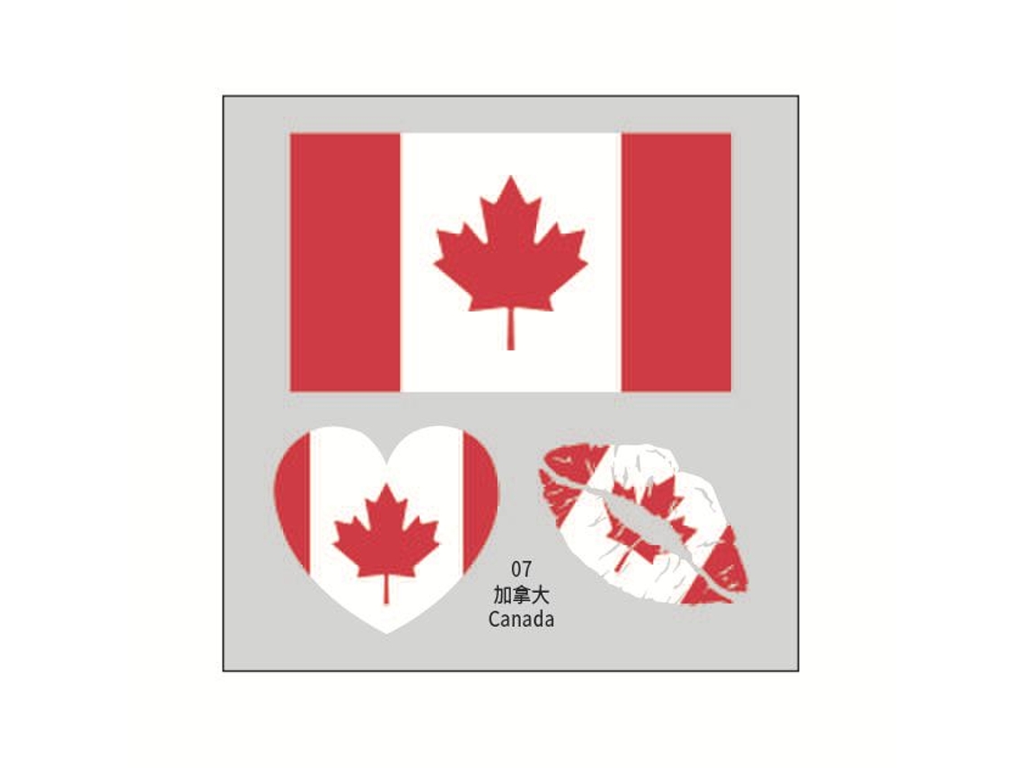 (Canadá) 50 tatuajes temporales con la bandera canadiense, pegatinas faciales de transferencia al agua.