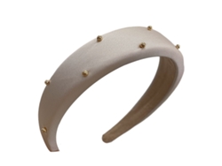 Diadema ancha de esponja de estilo simple, banda alta con cuentas hechas a mano