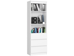 Librería Akord R60 Blanco 60 Cm 3 Cajones Frente En Color Blanco 3 Estantes 60x35x180 Cm