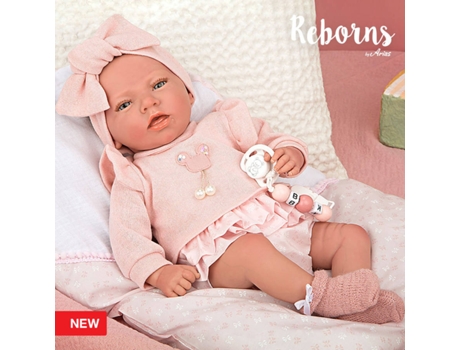 Muñeco ARIAS Arias Reborns 40 cm Alba Rosa c/ Cojin (Edad Mínima: 3 Años - 46,5 x 21,5 x 30 cm)