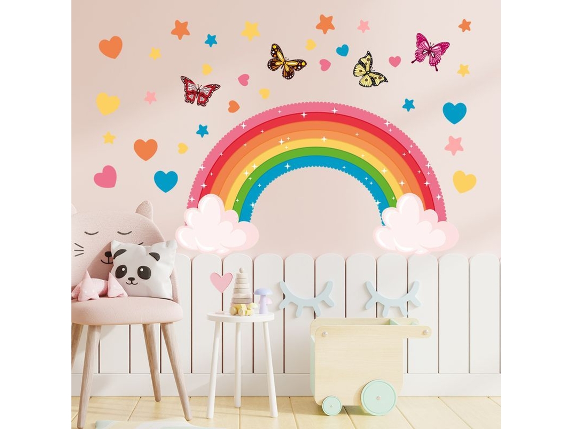 2026-stickers De Pared Arcoíris Estrellas Para Niñas Decoración De Habitación Infantil