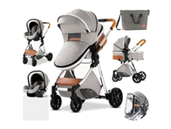 Carrito 3 En 1 Bebé Combinado Silla Coche Carrito Nacelle Ajustable Bolsa De Pañales Alta Calidad Carrito De Paseo Gris Claro Luxcar