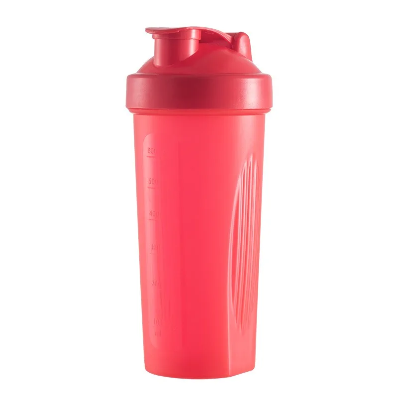 Botella Portátil De Proteína En Polvo A Prueba De Fugas (roja) De 600 Ml Con Báscula Y Vaso Mezclador.