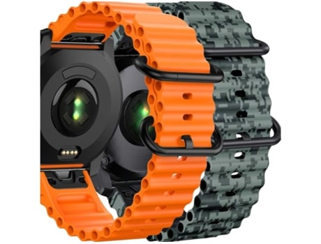 Correa Ocean Waves para Garmin Quatix 7 Camuflaje Naranja y Verde Pack 2X VEANXIN