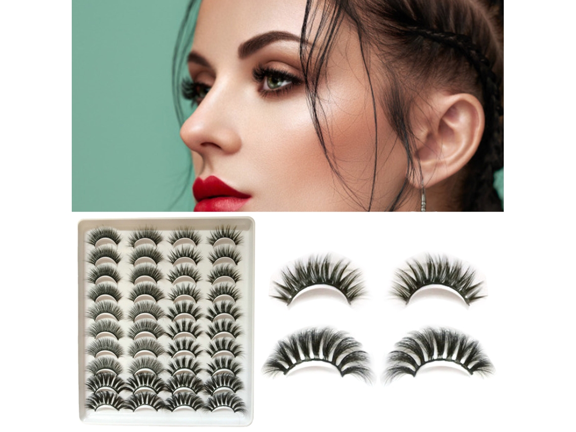 20 pares de pestañas postizas 3D y gruesas para maquillaje