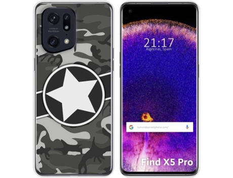 Carcasa para Oppo Find X5 Pro 5G TUMUNDOSMARTPHONE Dibujos Camuflaje 02 Multicolor