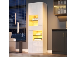 Vitrina De Venta + 55x38x170 Cm - 1 Cajón, 4 Puertas, Led, Alto Brillo - Blanco