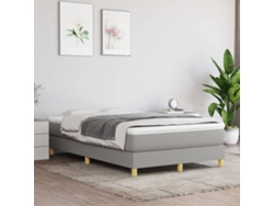 Cama Box Spring Con Colchón Tela Gris Claro 120x200 Cm