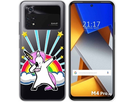 Carcasa para Xiaomi Poco M4 Pro 4G TUMUNDOSMARTPHONE Dibujos Transparente Unicornio Multicolor
