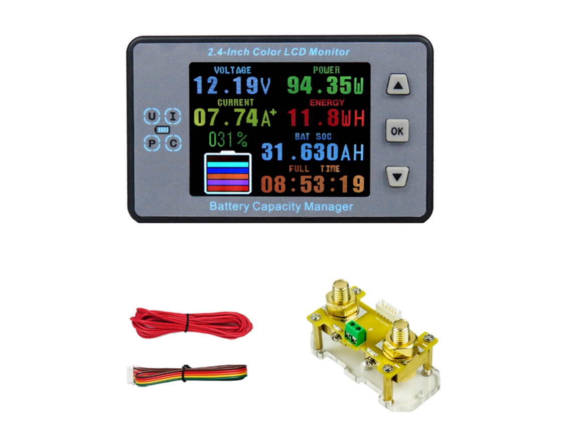 Coulometro De Batería Lcd De 2,4 Pulgadas Con Detección De Corriente Bidireccional Para Automóviles, Vehículos Recreativos Y Bicicletas Eléctricas.