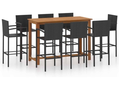 Conjunto 9 Conjunto de bar para jardín VIDAXL negro