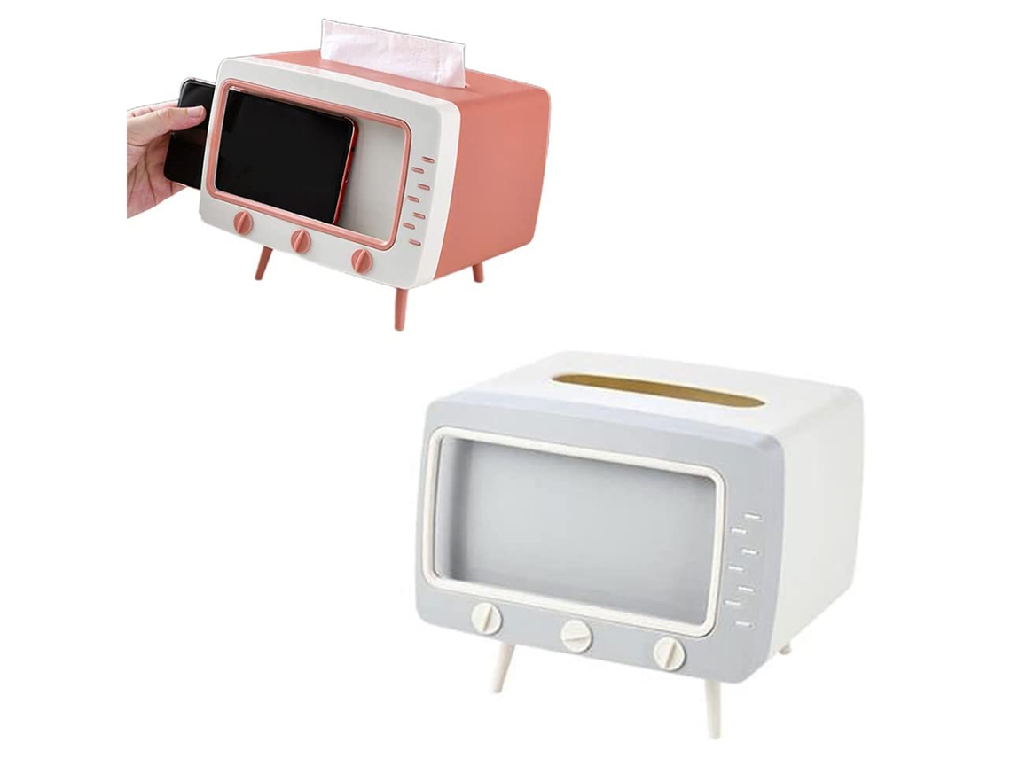 Portavasos De Teléfono En Forma De Televisor Multifuncional, Caja De Pañuelos De Sobremesa, Portapañuelos