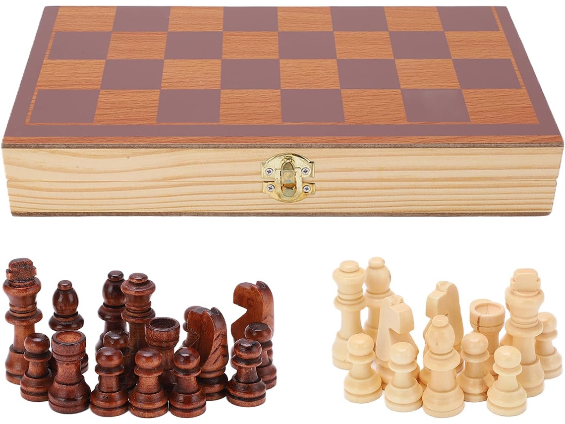 Juego de ajedrez SFUSHOS, de madera, portátil, hecho a mano.