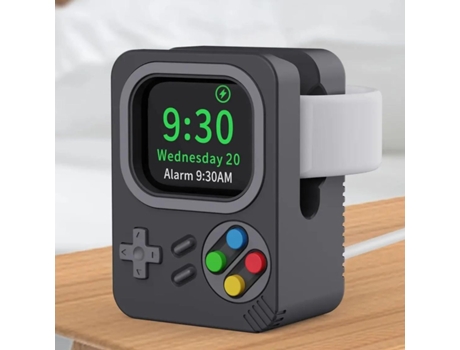 Soporte De Base De Silicona Retro Snes Para El Cargador De Apple Watch Si Gray